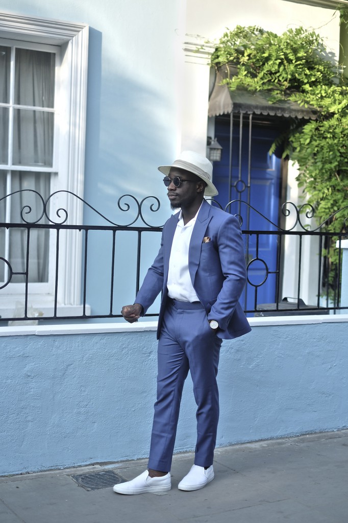 gentle blue: relaxing your two piece suit